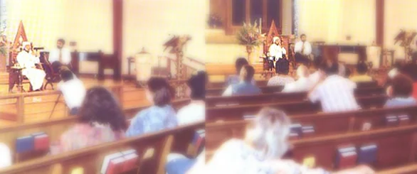 HDE Gohar Shahi speaking before a Christian audience in the central Church of Tuscon in the American state of Arizona