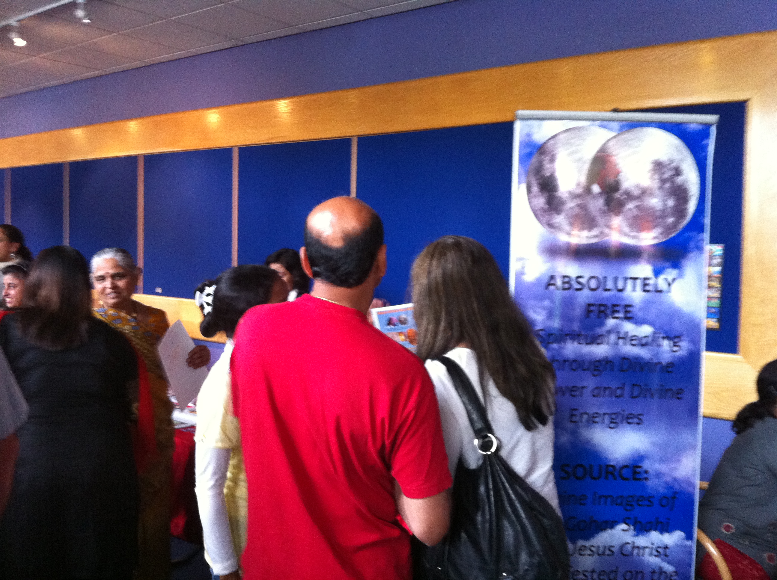 Aspirants crowd around our booth