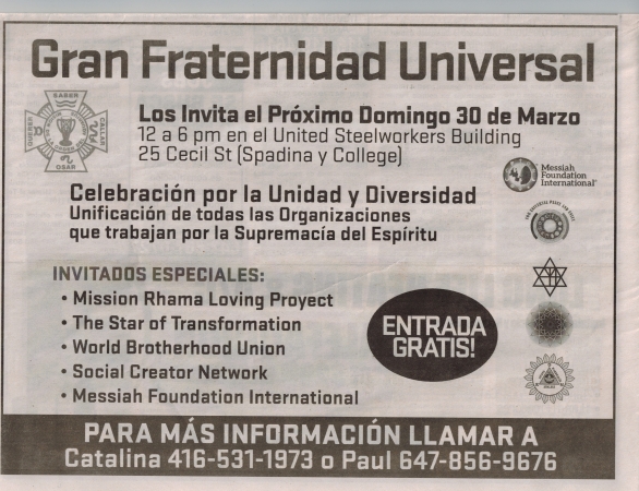 The ad given in the newspaper by the Universal Brotherhood