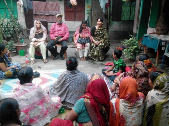 People gathered together to hear the message of Kalki Avatar Ra Gohar Shahi (Bishnu Bazar, Dhaka, Bangladesh).