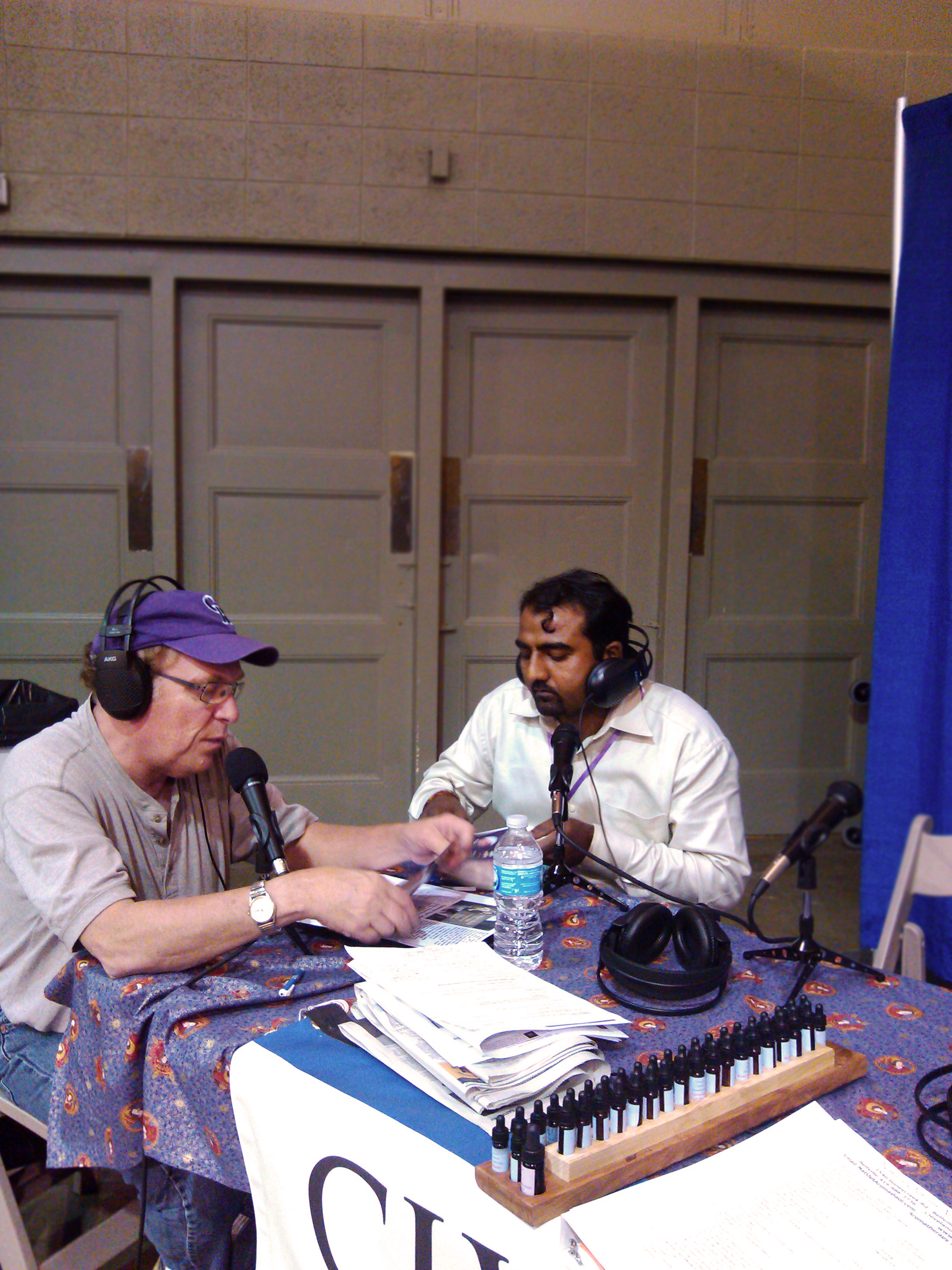 A member of MFI doing a radio interview at the Body Mind and Spirit Expo in Indianapolis, Indiana.